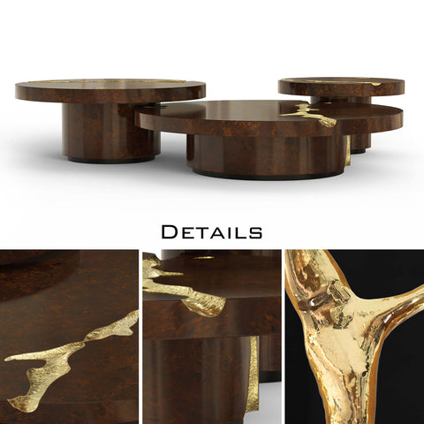 Brass Glass Gold Sculptural Form Coffee Table