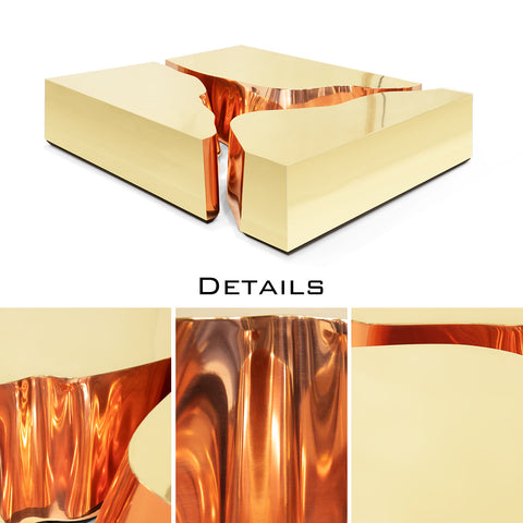 Brass Glass Sculptural Form Coffee Table Living Room