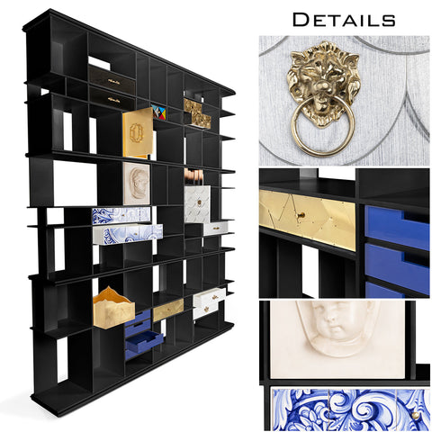 Brass Glass Hidden Storage Display Cabinet