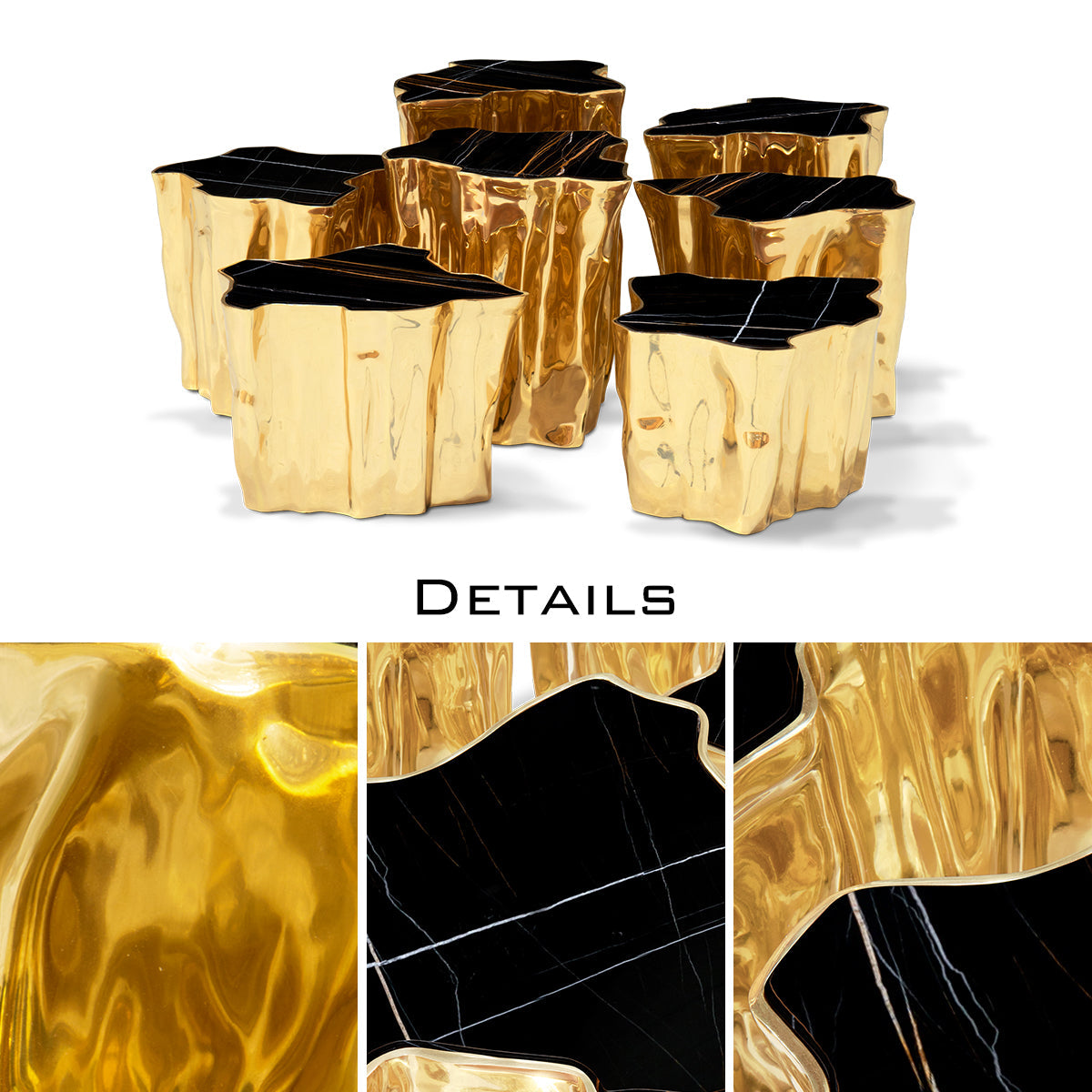 Brass White Sculptural Form Coffee Table