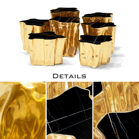 Brass White Sculptural Form Coffee Table