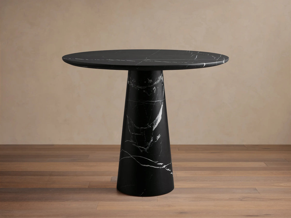 Hemmings Bistro Table Solid Stone Round Modern Minimalist Dining