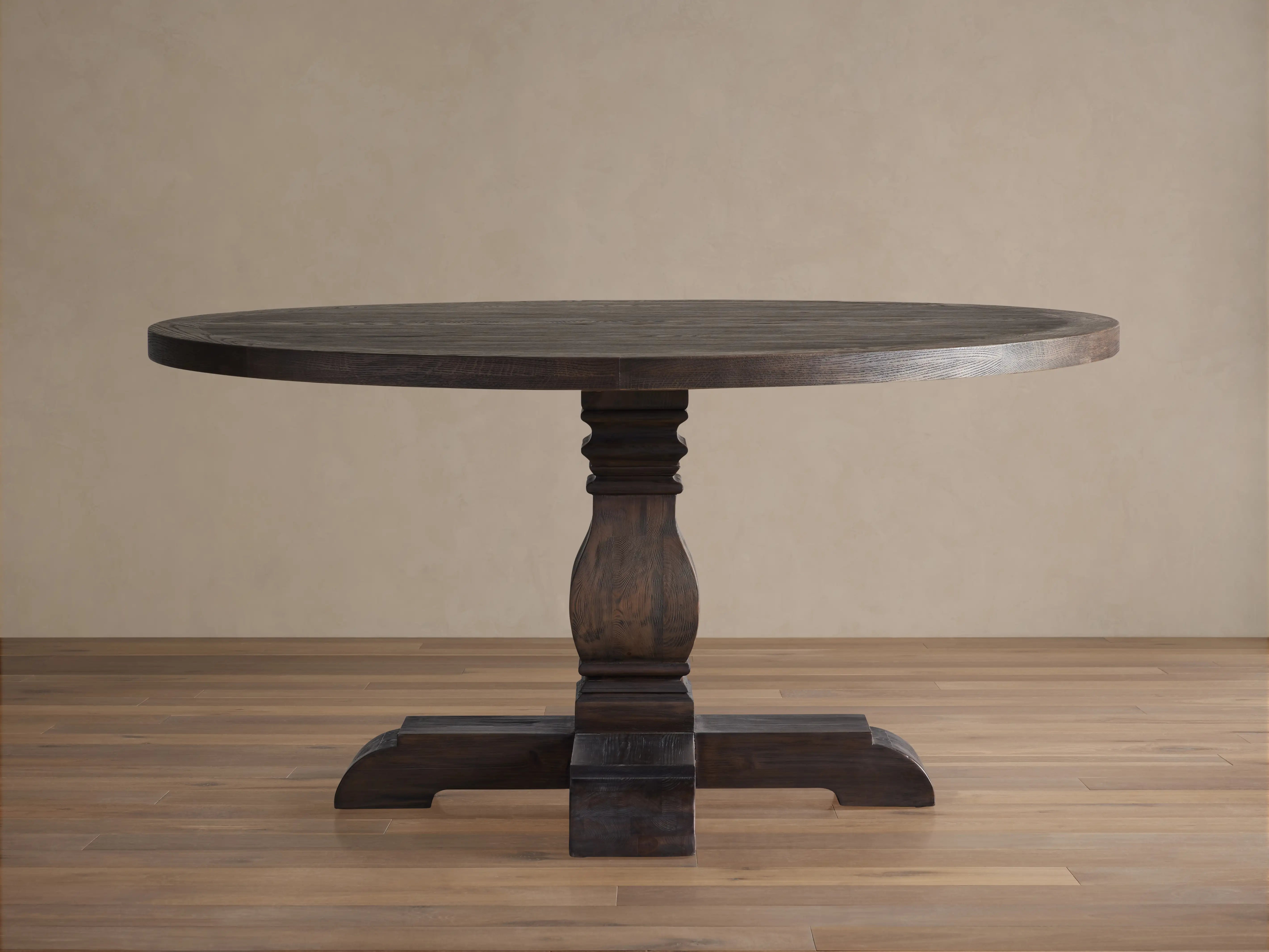 Kensington Round Dining Table Solid Oak Wood Artisanal Vintage Inspired Dining