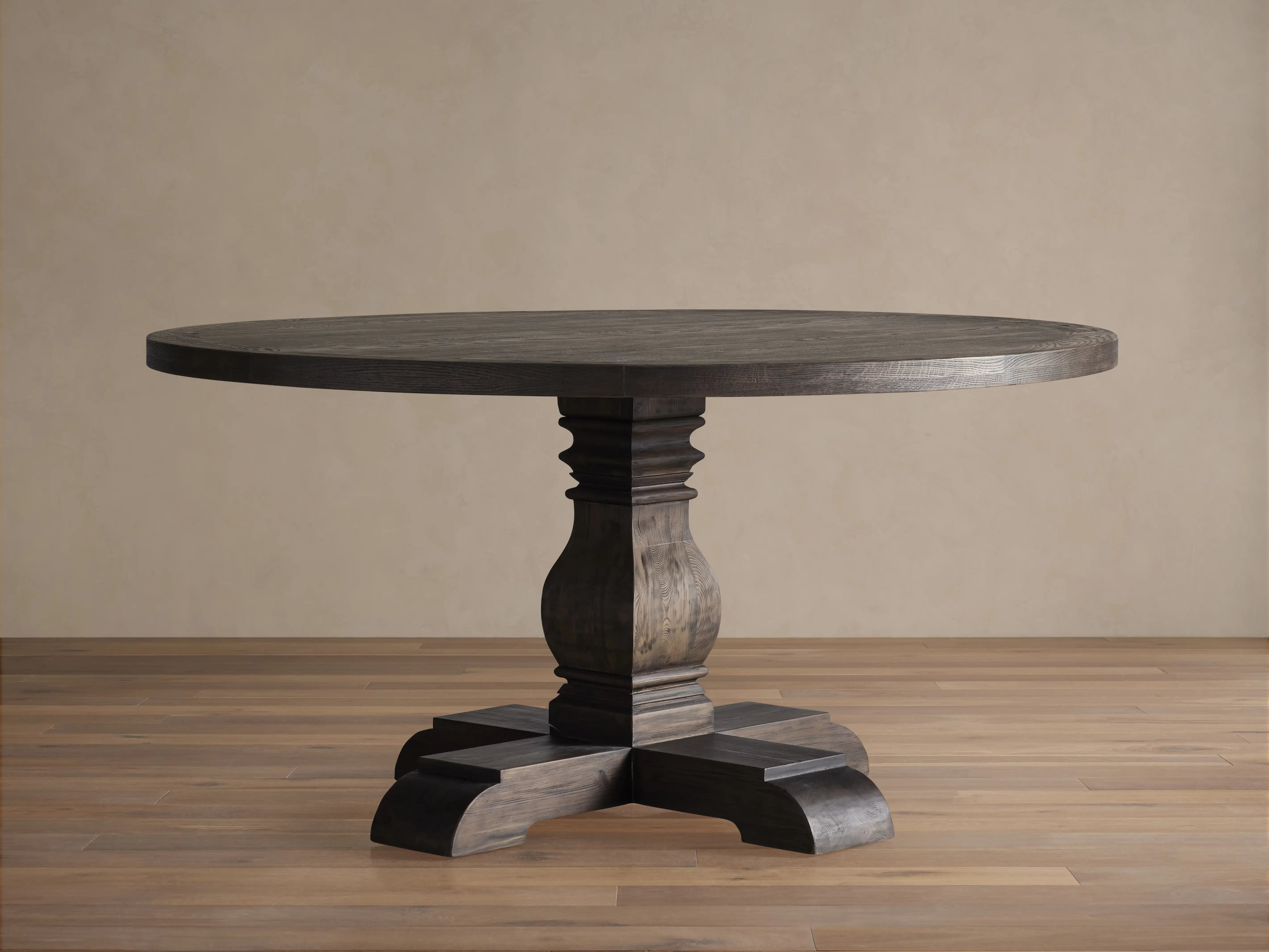Kensington Round Dining Table Solid Oak Wood Artisanal Vintage Inspired Dining
