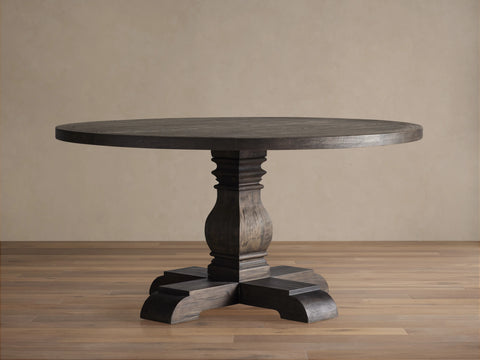 Kensington Round Dining Table Solid Oak Wood Artisanal Vintage Inspired Dining