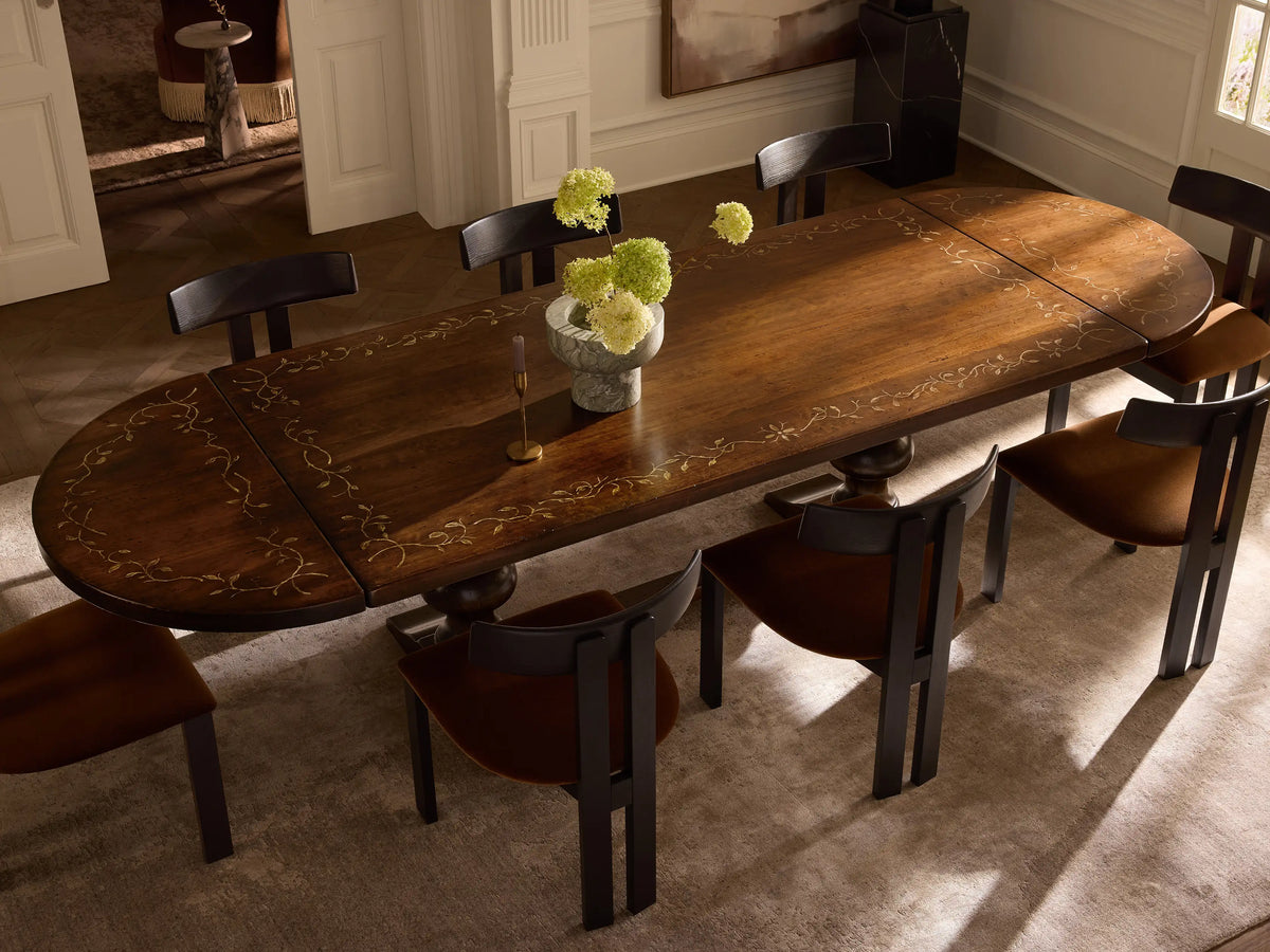 Stefania Oval Extension Dining Table Wood Vintage Inspired European Dining