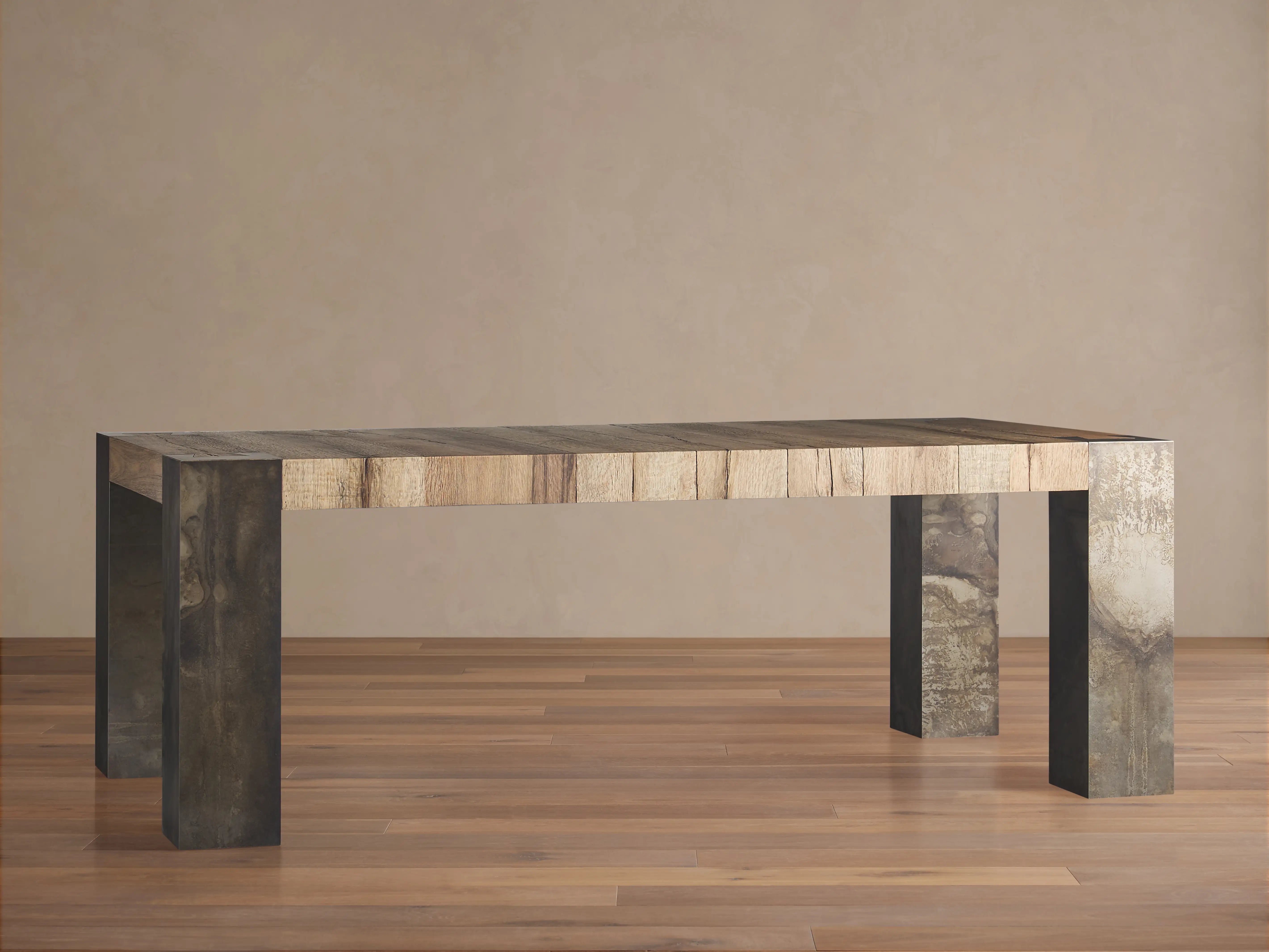 Telluride Oak Dining Table Rectangular Handcrafted Rustic Industrial Dining Furniture