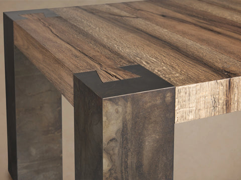 Telluride Oak Dining Table Rectangular Handcrafted Rustic Industrial Dining Furniture