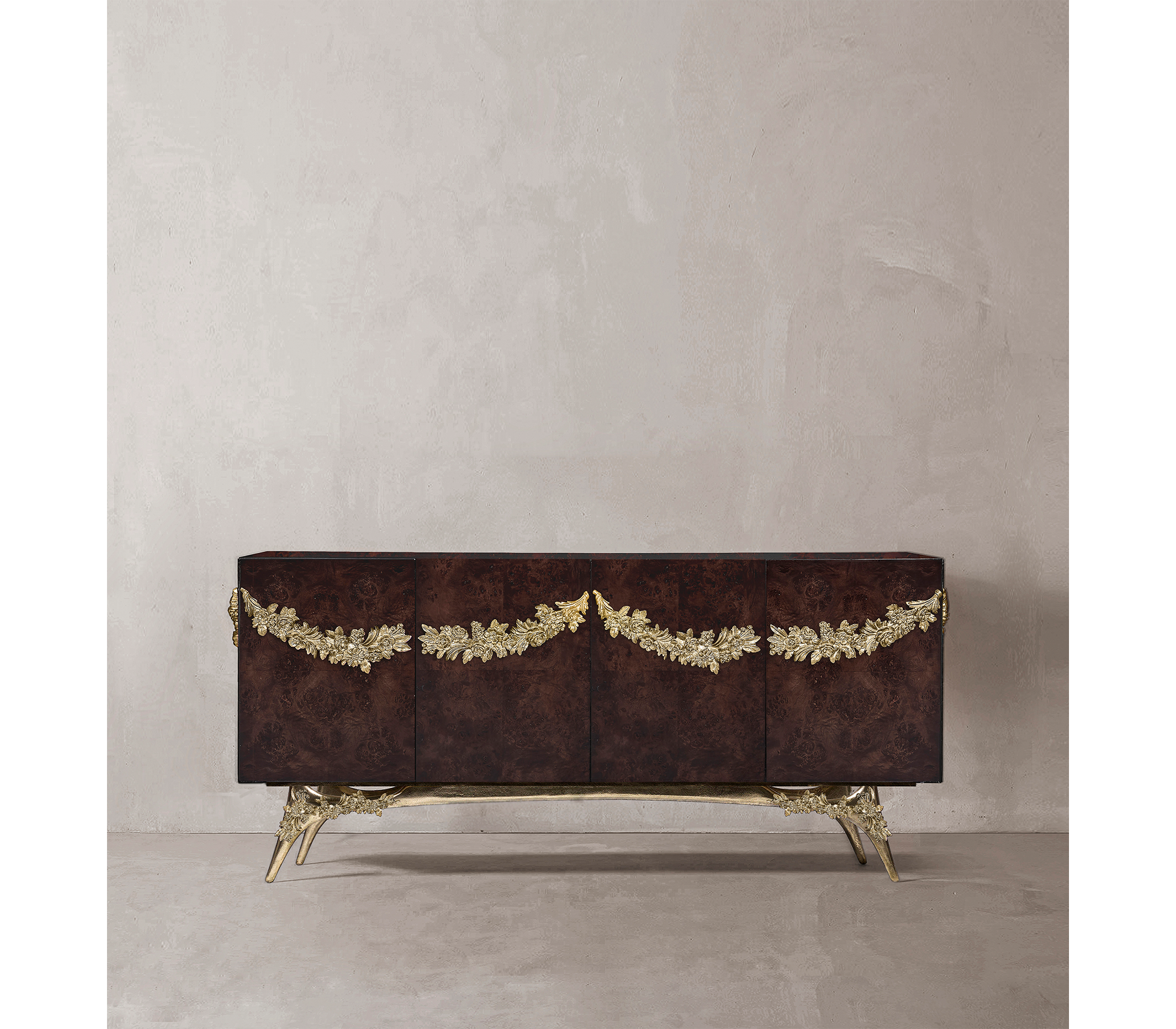 Walnut Burl Sideboard Buffet Cabinet