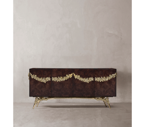 Walnut Burl Sideboard Buffet Cabinet