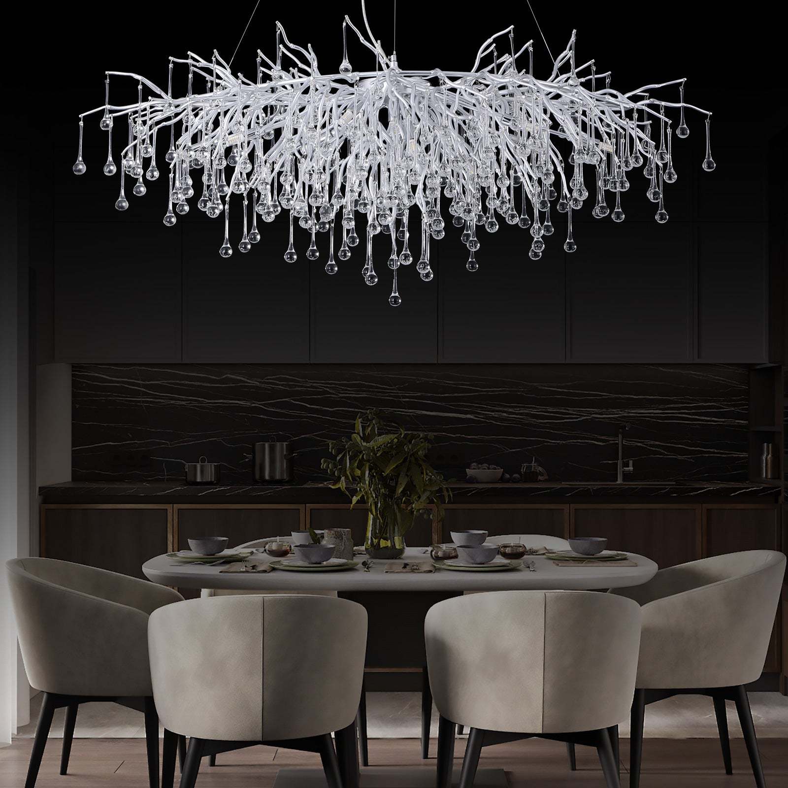 Housegent Modern Crystal Small Raindrop Chandelier