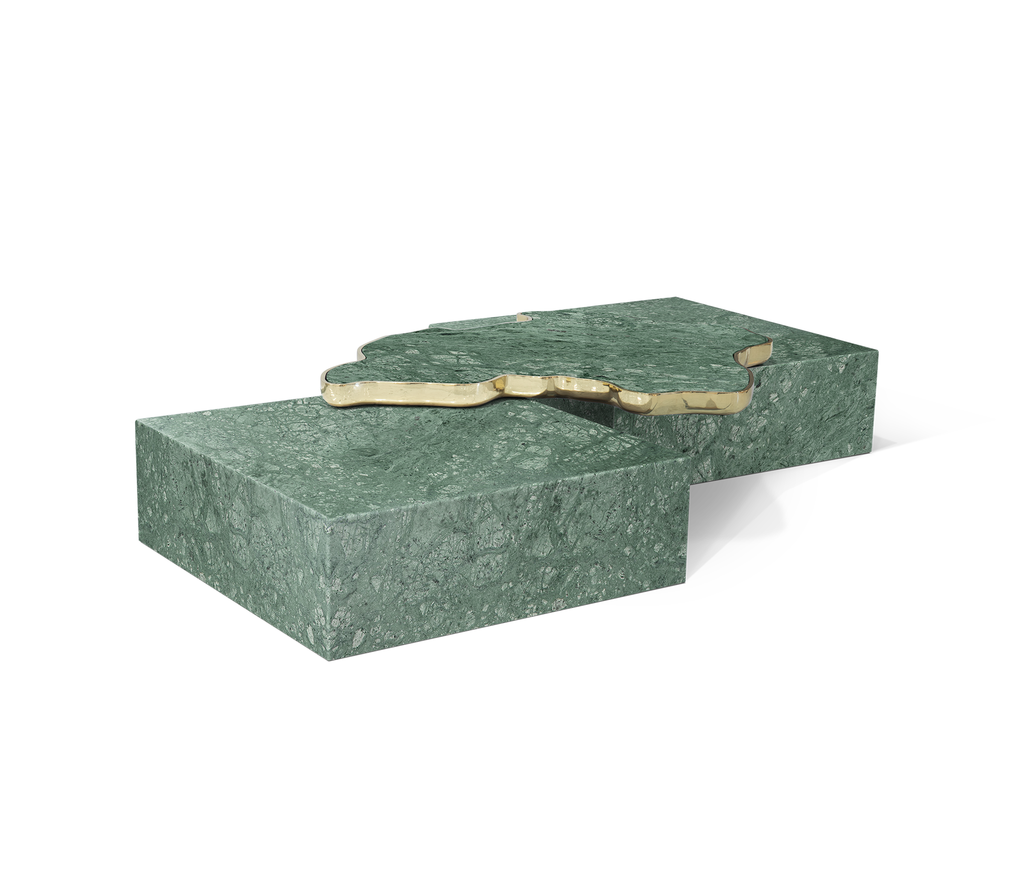 Luxury Sculptural Coffee Table Black & White High-Gloss Marble Finish