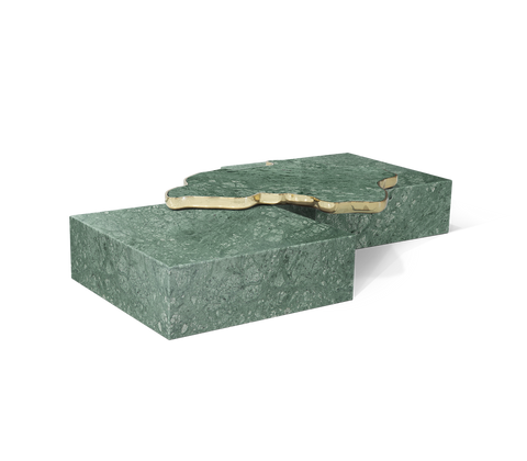 Luxury Sculptural Coffee Table Black & White High-Gloss Marble Finish