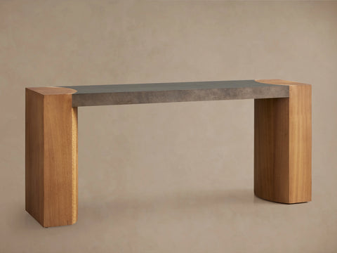 Acacius Steel Wood Console Table Handcrafted Industrial Style Living