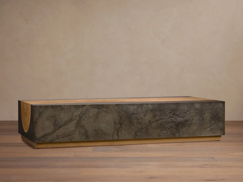 Acacius Industrial Coffee Table Oxidized Steel Reclaimed Wood Living