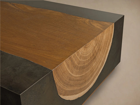 Acacius Industrial Coffee Table Oxidized Steel Reclaimed Wood Living