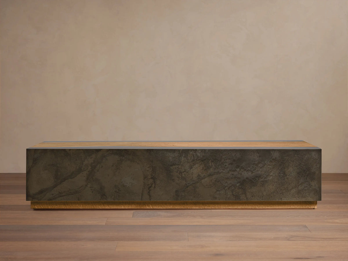 Acacius Industrial Coffee Table Oxidized Steel Reclaimed Wood Living