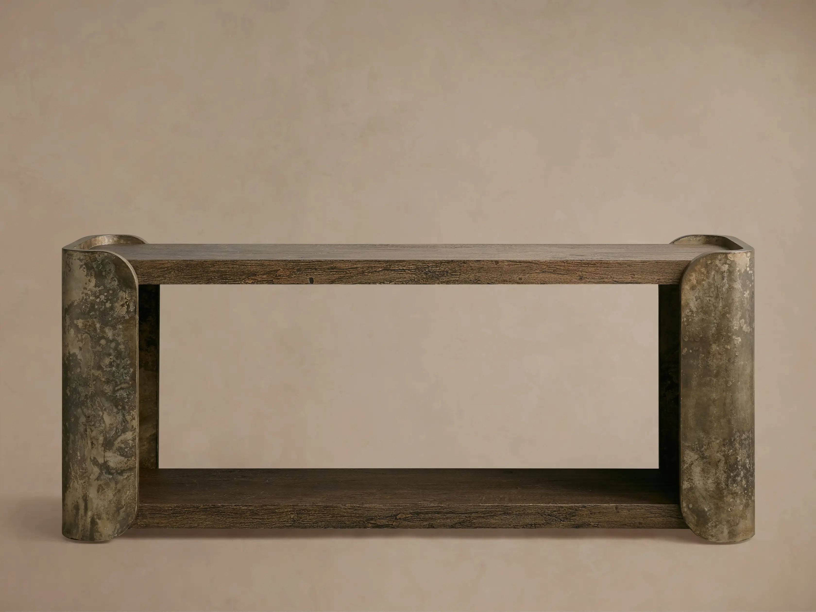 Alvaro Console Table Salvaged Wood Aluminum Artisanal Rustic Living