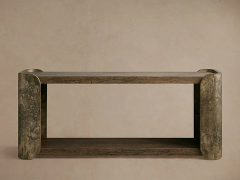 Alvaro Console Table Salvaged Wood Aluminum Artisanal Rustic Living