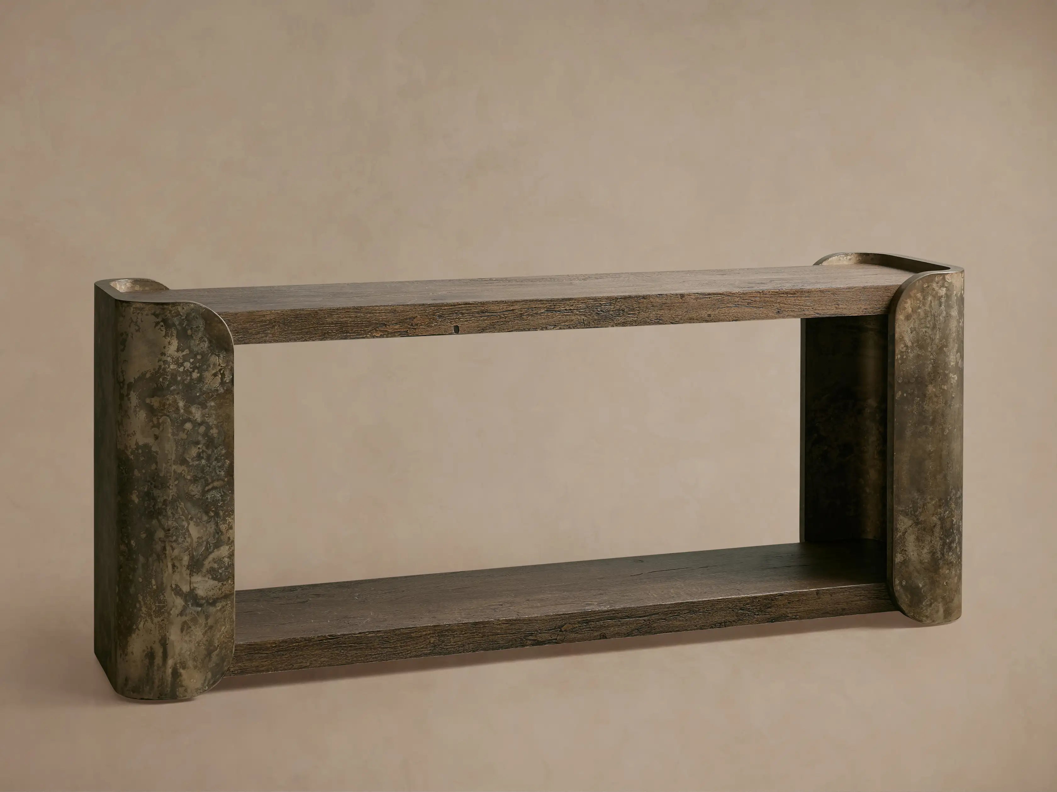 Alvaro Console Table Salvaged Wood Aluminum Artisanal Rustic Living