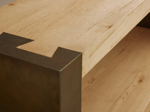 Telluride Oak Console Table with Oxidized Steel Legs Rustic Living Room Furniture