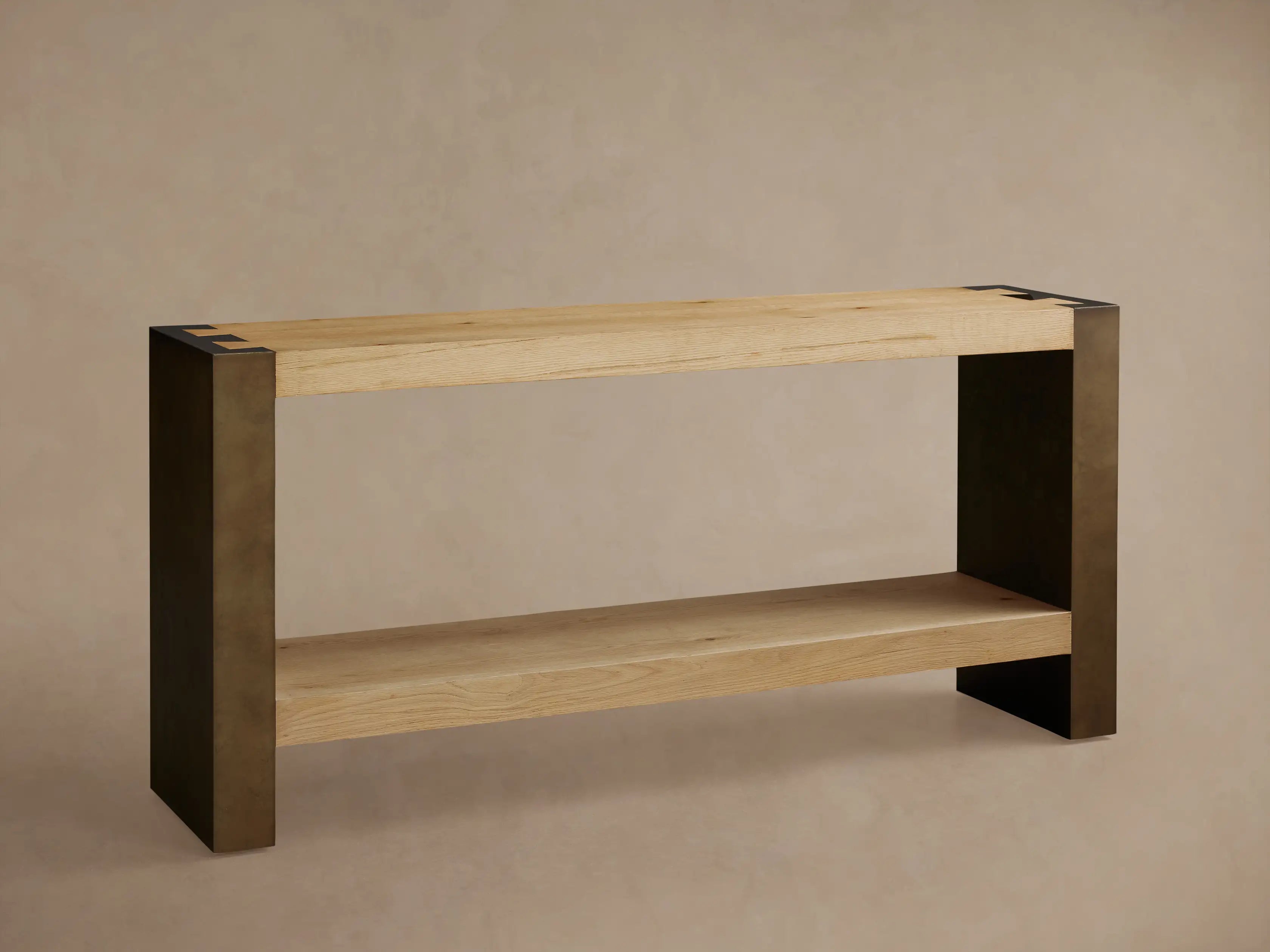 Telluride Oak Console Table with Oxidized Steel Legs Rustic Living Room Furniture