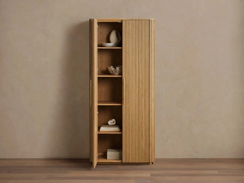 Finnley Minimalist Modern Tall Cabinet with Doors for Living Room Storage