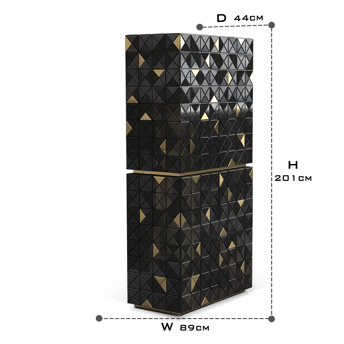 Walnut Brass Hidden Storage Display Cabinet