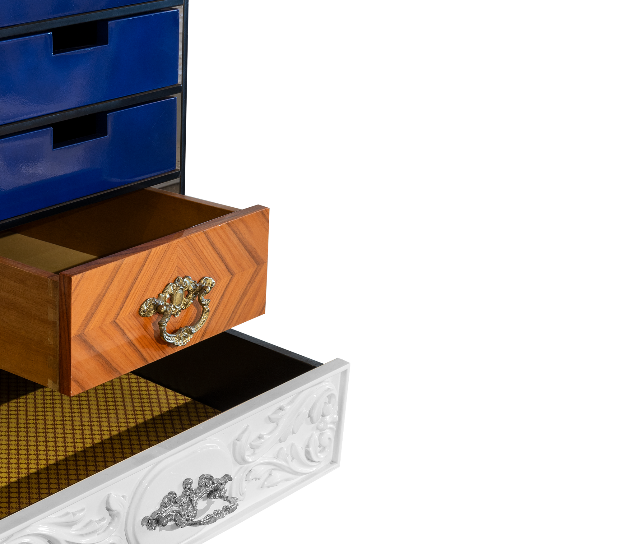 Patchwork Wood Sideboard Buffet Cabinet with Hidden Storage
