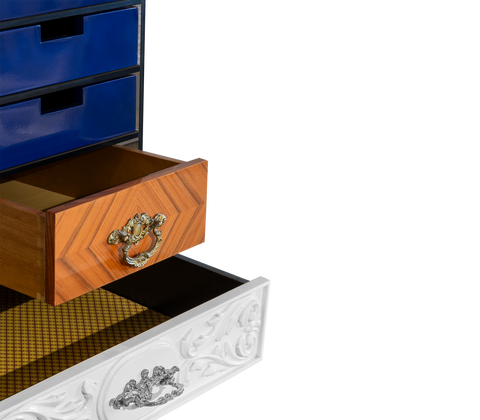 Patchwork Wood Sideboard Buffet Cabinet with Hidden Storage