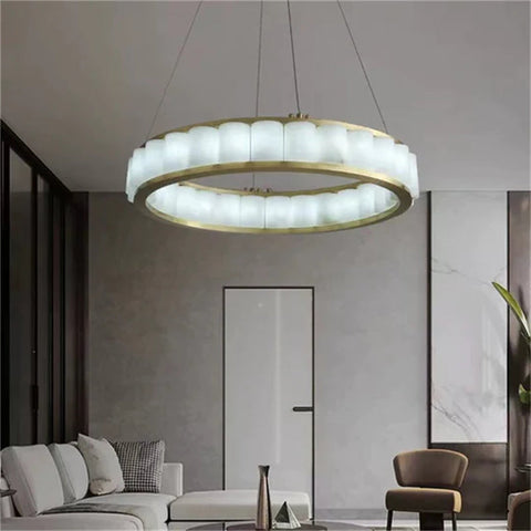 Housegent Gina Alabaster Circle Round Pendent Light, Galaxy Pendant Light