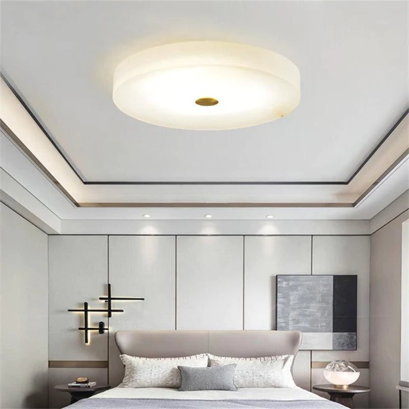 Housegent Apollo Modern Round Alabaster Flush Mounted chandelier