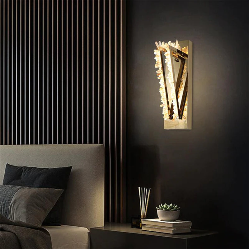 Turrin Modern Rock Crystal Wall Sconce For Bedroom Wall Sconce J-CHANDELIER   
