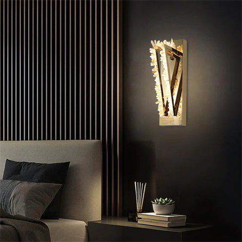 Turrin Modern Rock Crystal Wall Sconce For Bedroom Wall Sconce J-CHANDELIER   