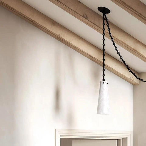 Contemporary Lucca Chandelier 202A-3 in Alabaster, 3-Light Vintage Alabaster Pendant Cluster