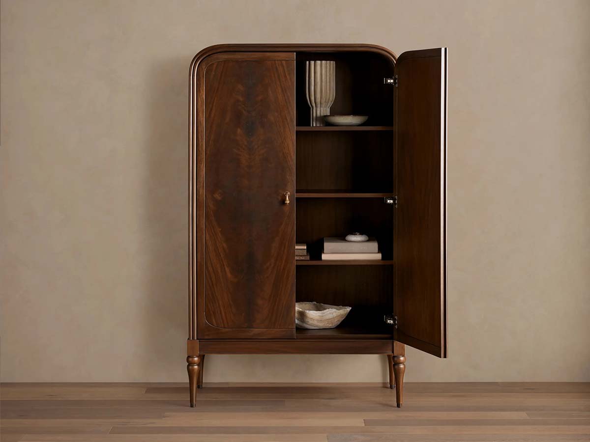 Frances Mahogany Tall Cabinet with Vintage Wood Storage Cabinet