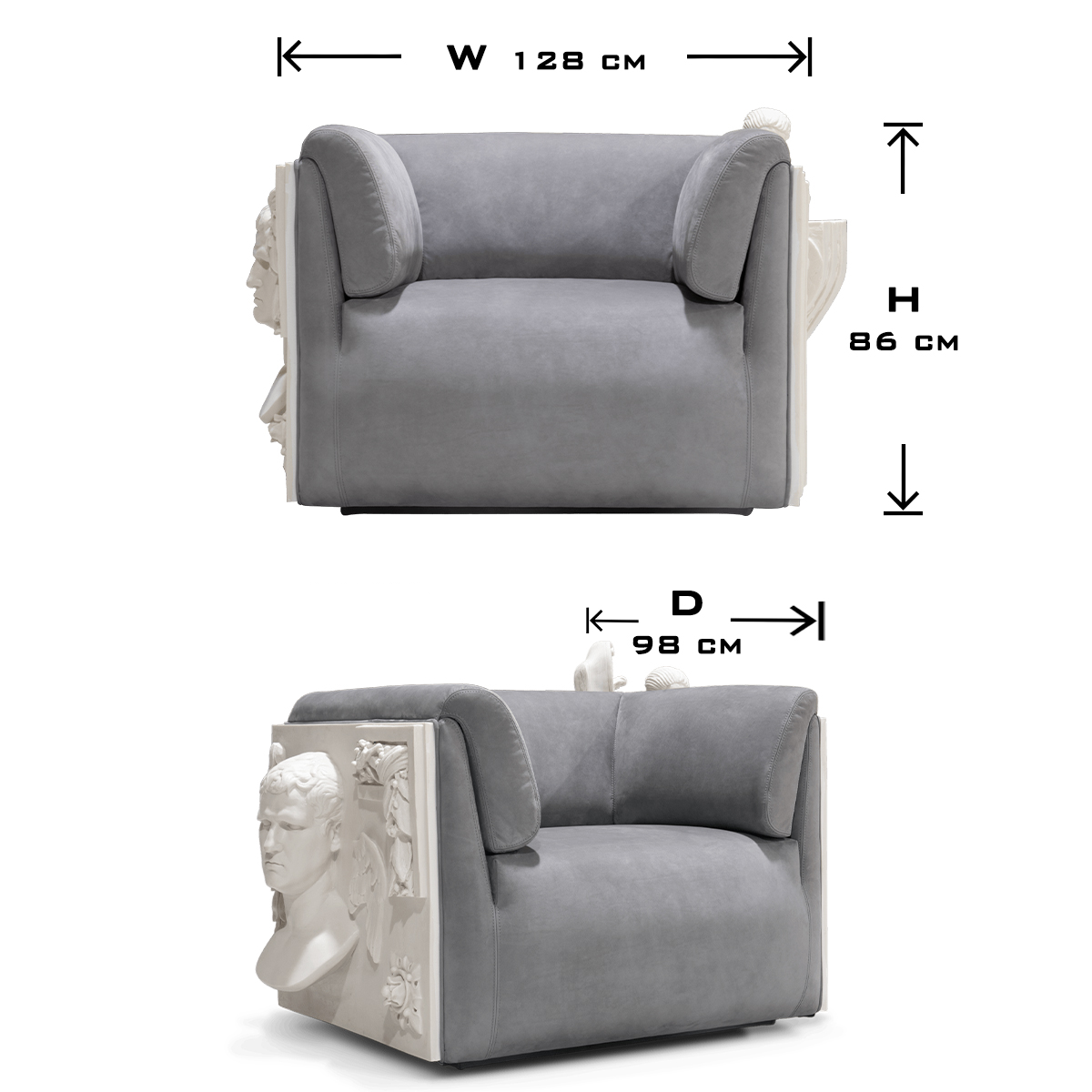 Stone Wood Sculptural Form Armchair