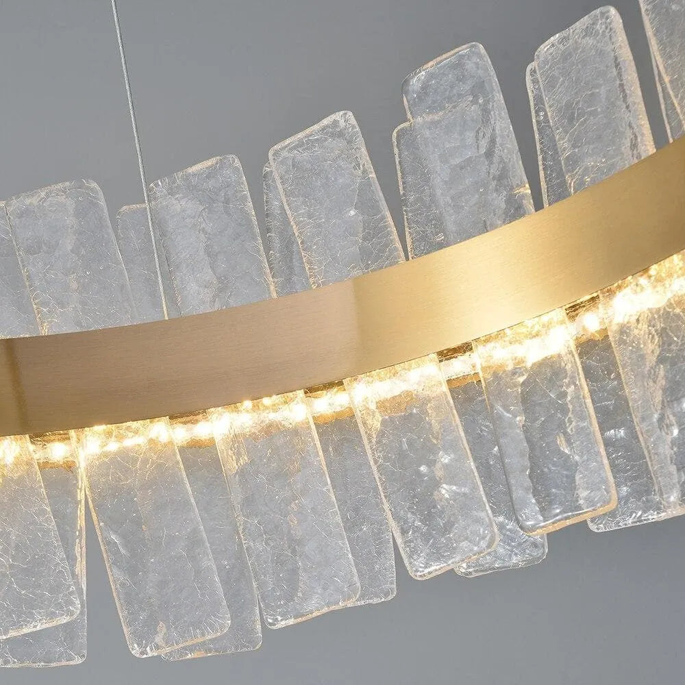 Flake Crystal Round Golden Lamp Body Modern Chandelier