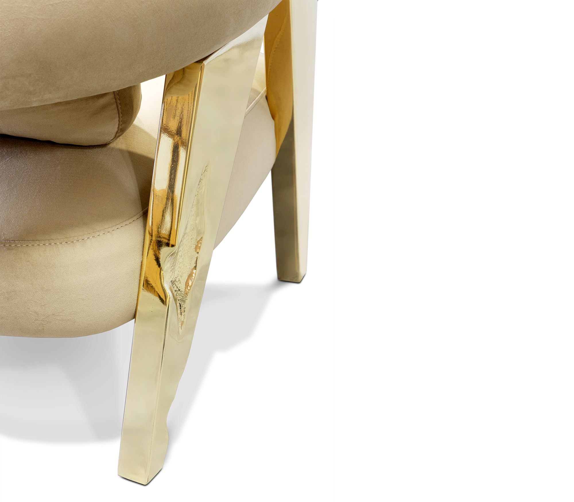 Brass Fabric Sculptural Form Armchair