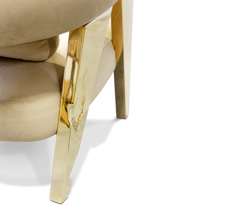 Brass Fabric Sculptural Form Armchair