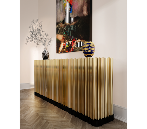 Brass Hidden Storage Sculptural Form Sideboard