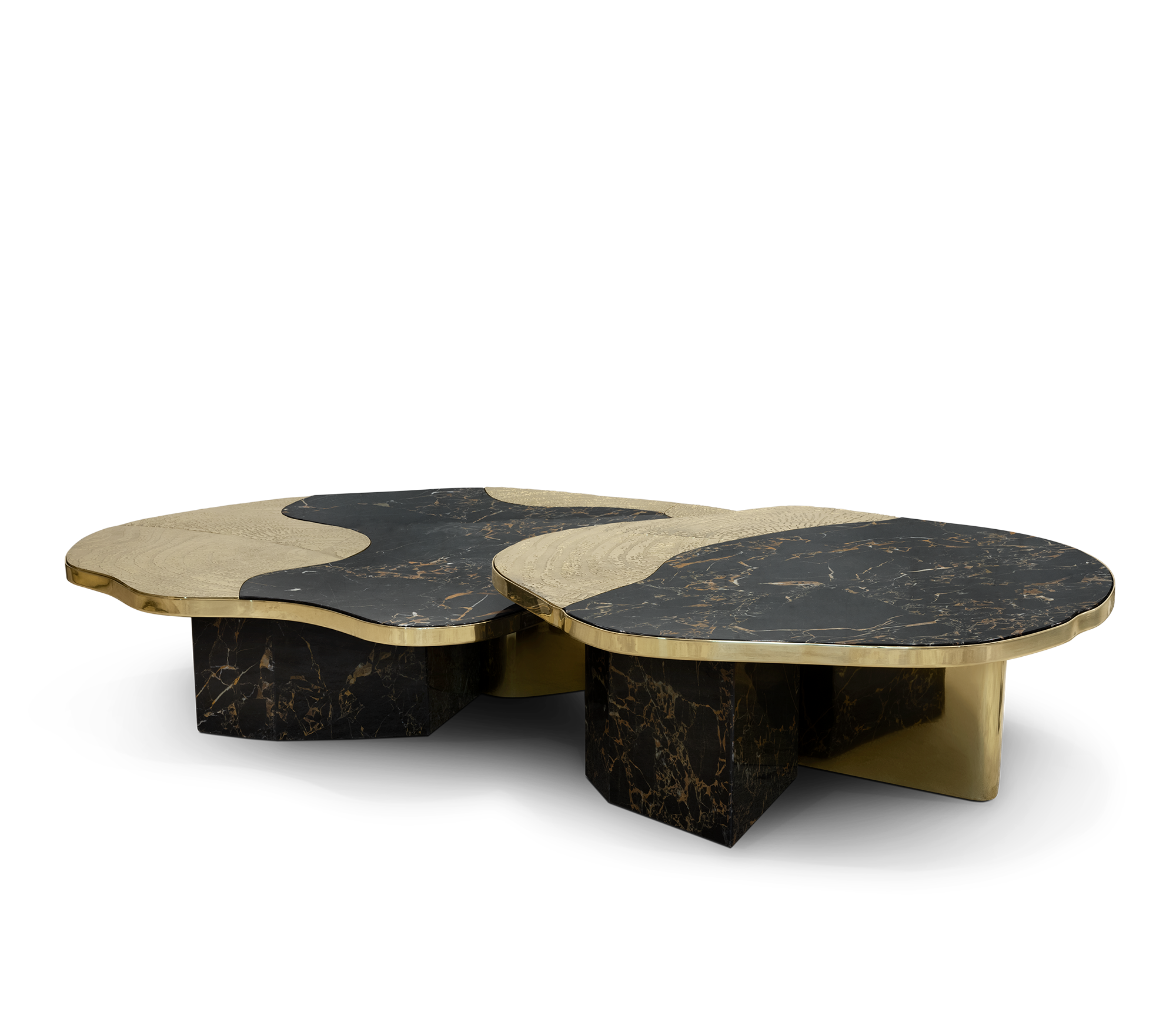Stone Marble Black Sculptural Form Coffee Table