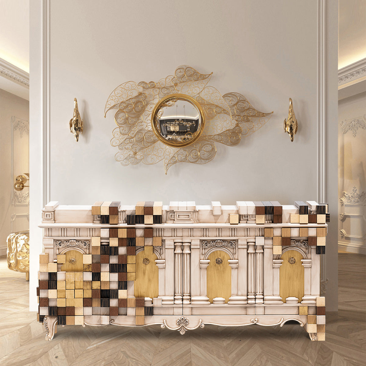 Mirrored Sideboard Buffet Cabinet