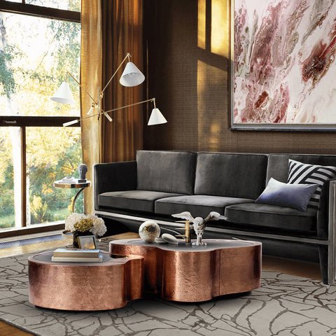 Brass Sculptural Form Coffee Table Living Room