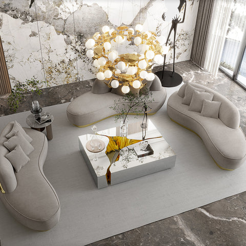 Brass Glass Sculptural Form Coffee Table Living Room