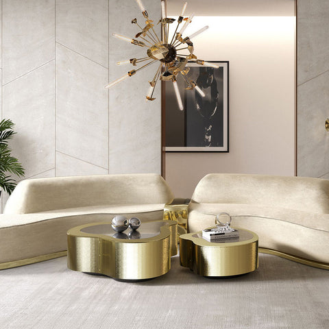 Brass Sculptural Form Coffee Table Living Room