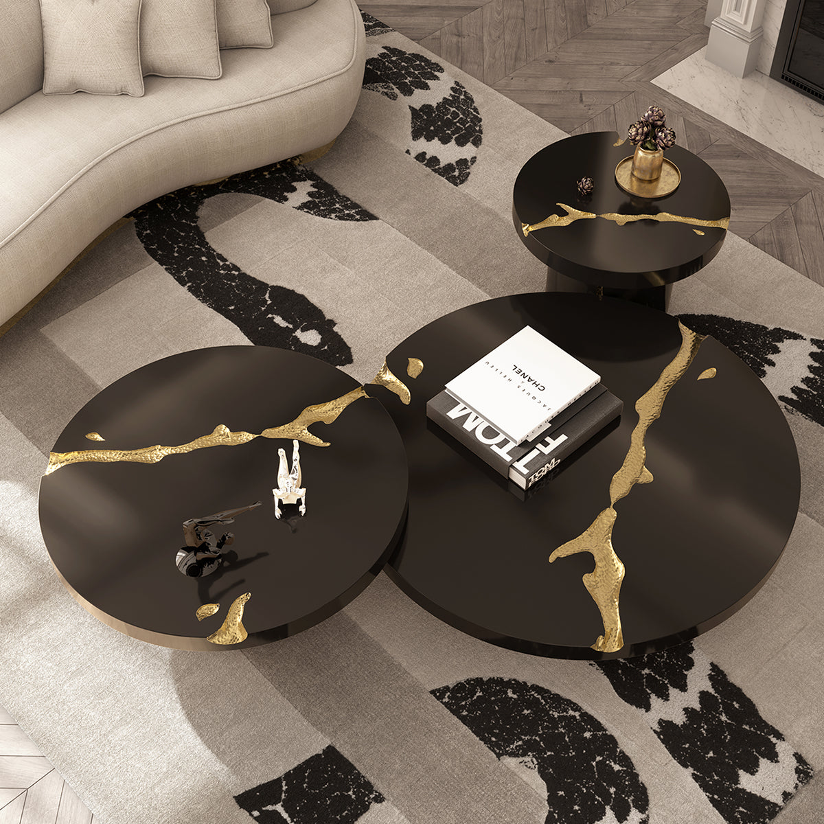 Brass Glass Gold Sculptural Form Coffee Table