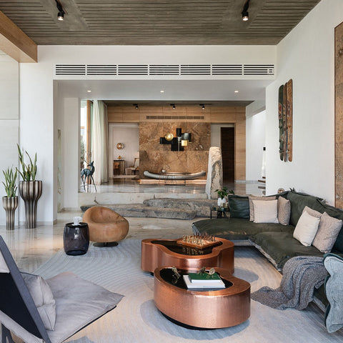 Brass Sculptural Form Coffee Table Living Room