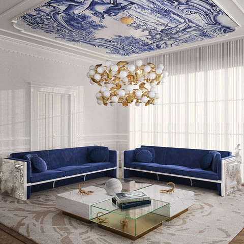 Brass Glass Gold Sculptural Form Coffee Table Brass Accents