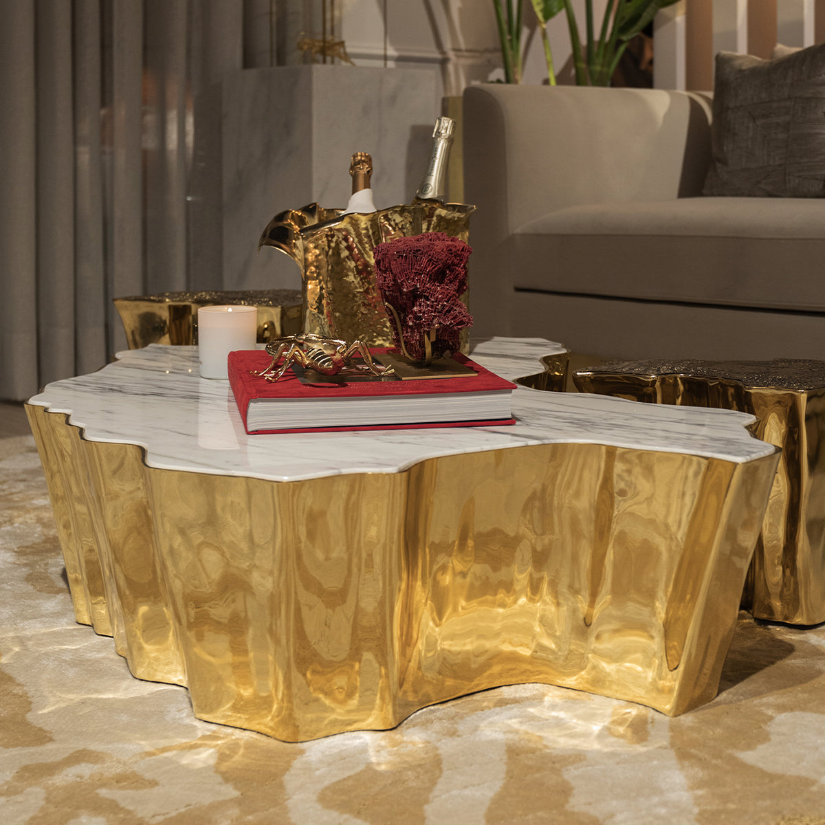 Brass Sculptural Form Coffee Table
